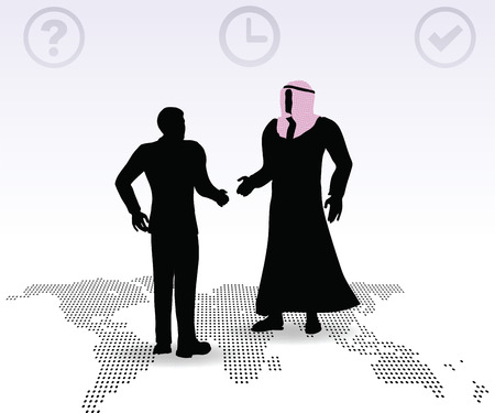 Doing business in middle east hand shake on business agreementのイラスト素材
