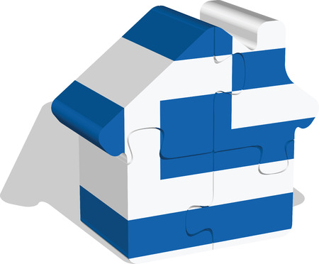 Vector illustration of house home icon with greek flag in puzzle isolated on white background
のイラスト素材