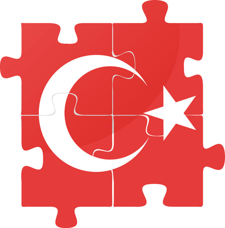 Vector illustration of Turkish Flag in puzzle isolated on white backgroundのイラスト素材