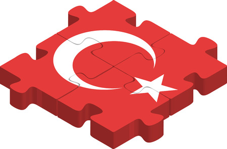 Vector illustration of Turkish Flag in puzzle isolated on white backgroundのイラスト素材