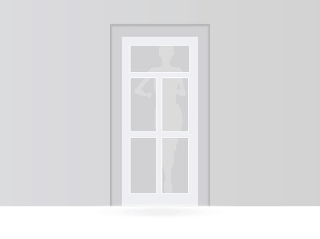 illustration of a room with white doorのイラスト素材