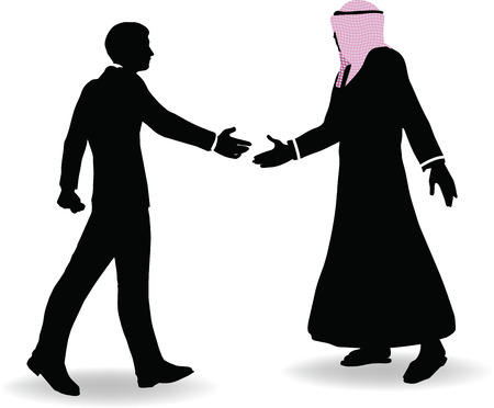 Doing business in middle east hand shake on business agreementのイラスト素材