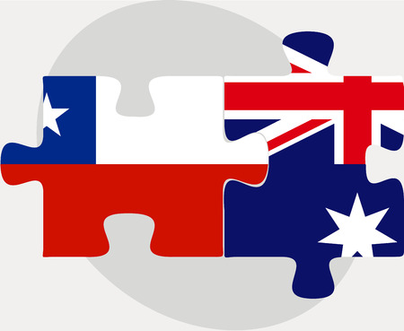 Vector illustration of Chile and Australia Flags in puzzle isolated on white backgroundのイラスト素材