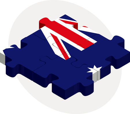 Vector illustration of Australia Flag in puzzle isolated on white backgroundのイラスト素材