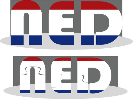 Vector illustration of Netherlands Flag in puzzle isolated on white backgroundのイラスト素材