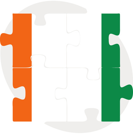 Vector illustration of Ivory Coast Flag in puzzle isolated on white backgroundのイラスト素材