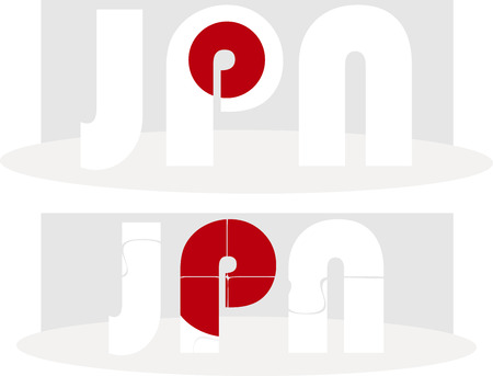 Vector illustration of Japan Flag in puzzle isolated on white backgroundのイラスト素材