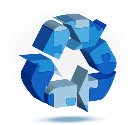 Illustration of recycling facility icon in puzzleのイラスト素材