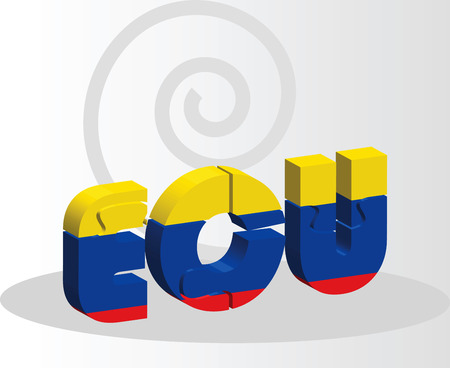 Vector illustration of Ecuador Flag in puzzle isolated on white backgroundのイラスト素材