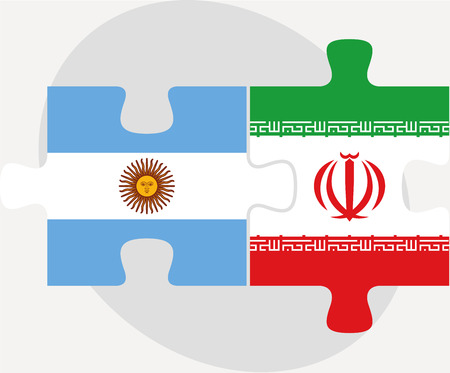 Vector illustration of Argentinian and Iranian Flags in puzzle isolated on white backgroundのイラスト素材