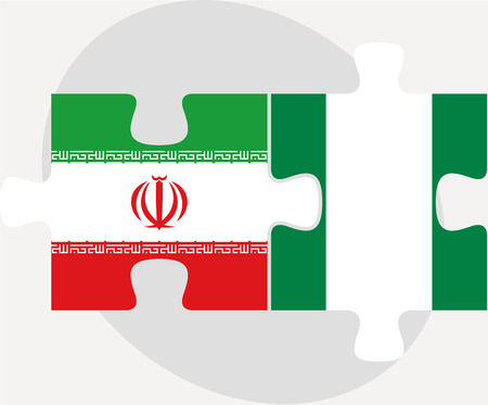 Vector illustration of Iranian and Nigerian Flags in puzzle isolated on white backgroundのイラスト素材