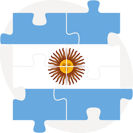 Vector illustration of Argentinian Flag in puzzle isolated on white backgroundのイラスト素材