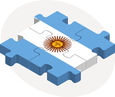 Vector illustration of Argentinian Flag in puzzle isolated on white backgroundのイラスト素材