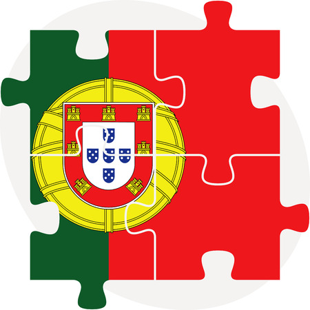 Vector illustration of Portuguese Flag in puzzle isolated on white backgroundのイラスト素材