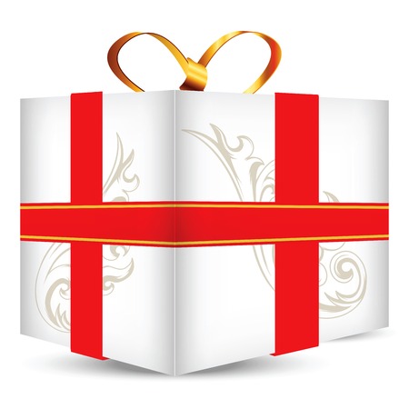  Illustration of Gift box with golden ribbon bowのイラスト素材