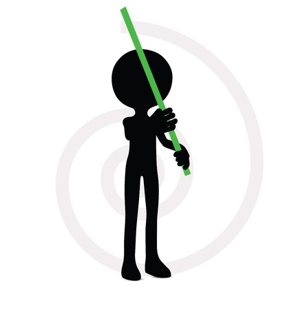 3d man holding an object for giving messageのイラスト素材