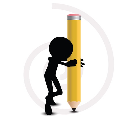 3d man in writing down poseのイラスト素材