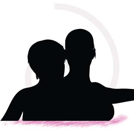 couple silhouette on sofaのイラスト素材