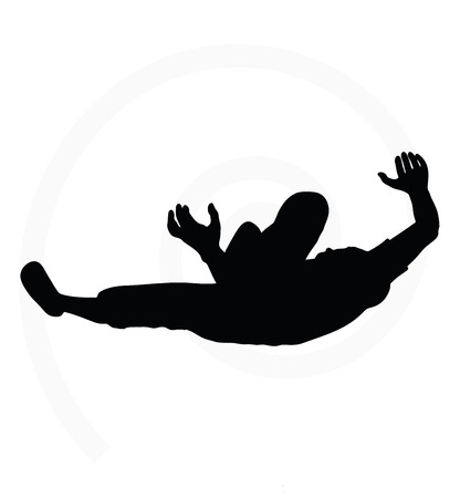 illustration of senior climber man silhouette isolated on white background  - in climbing poseのイラスト素材
