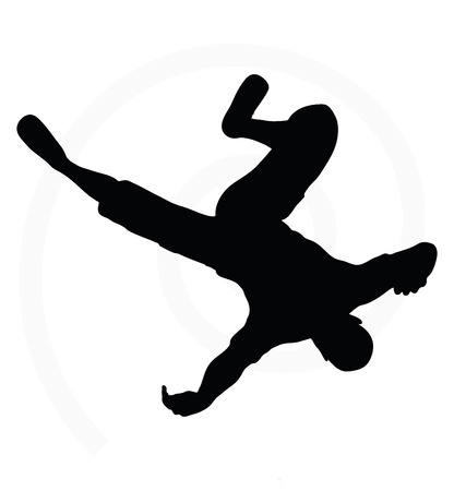 illustration of senior climber man silhouette isolated on white background  - in climbing poseのイラスト素材