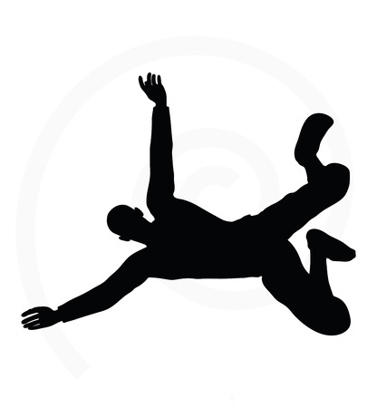 illustration of senior climber man silhouette isolated on white background  - on summit with arms openのイラスト素材