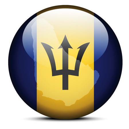 Illustration of  Map on flag button of Barbadosのイラスト素材