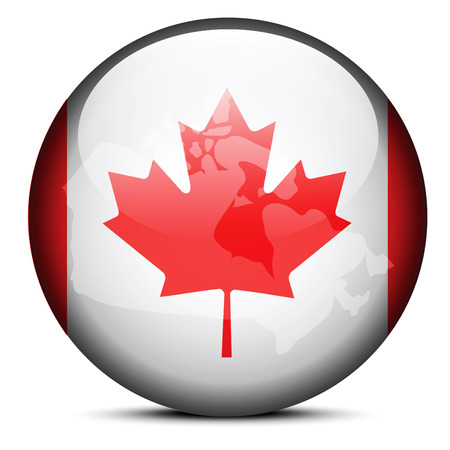 Vector Image - Map on flag button of Canadaのイラスト素材