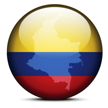 Vector Image - Map on flag button of Republic of Colombiaのイラスト素材