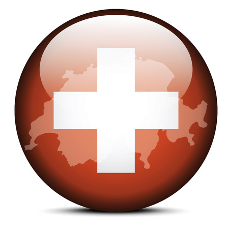 Vector Image - Map on flag button of Switzerland, Swiss Confederationのイラスト素材
