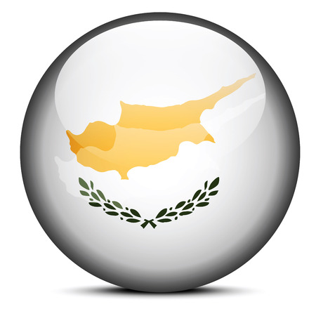 Vector Image - Map on flag button of Republic of Cyprusのイラスト素材