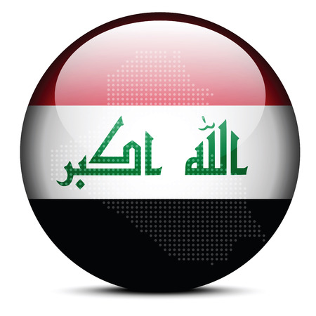 Vector Image - Map with Dot Pattern on flag button of Republic of Iraqのイラスト素材