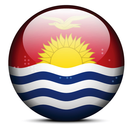 Vector Image -  Map with Dot Pattern on flag button of Republic of Kiribatiのイラスト素材