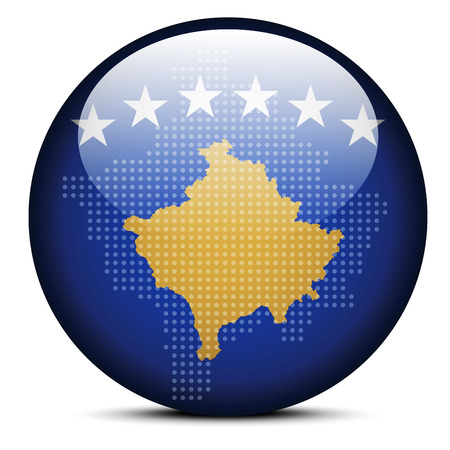 Vector Image -  Map with Dot Pattern on flag button of Republic of Kosovoのイラスト素材