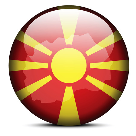 Vector Image -  Map on flag button of Republic of Macedoniaのイラスト素材
