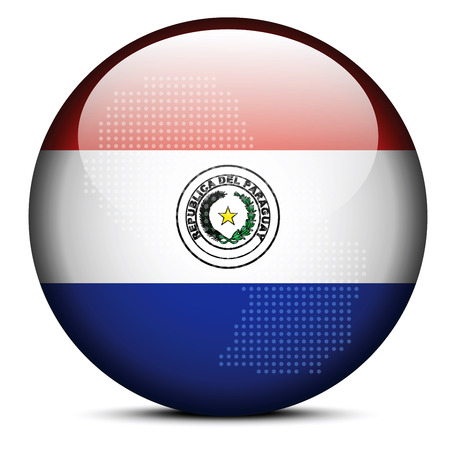 Vector Image - Map with Dot Pattern on flag button of Republic of Paraguayのイラスト素材