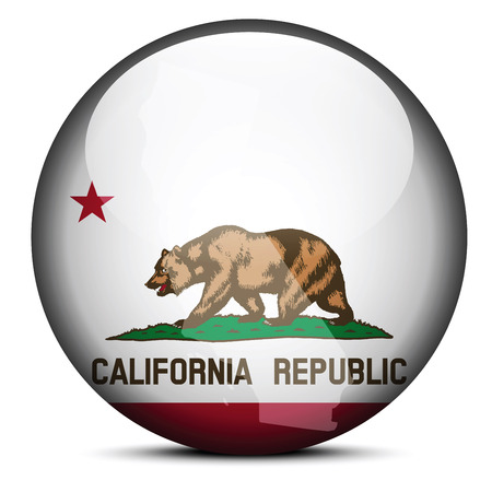 Vector Image - Map on flag button of USA California Stateのイラスト素材
