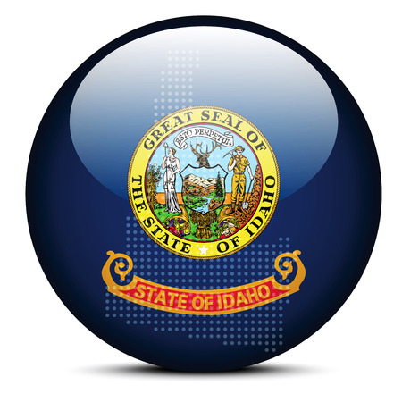 Vector Image - Map with Dot Pattern on flag button of USA Idaho Stateのイラスト素材