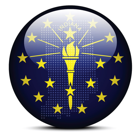 Vector Image - Map with Dot Pattern on flag button of USA Indiana Stateのイラスト素材