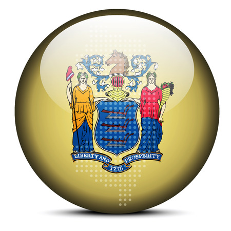Vector Image - Map with Dot Pattern on flag button of USA New Jersey Stateのイラスト素材