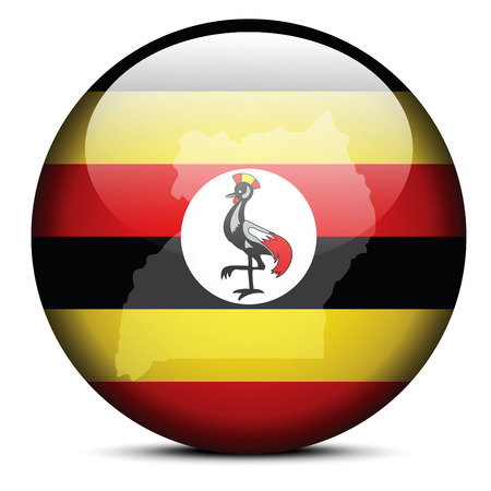 Vector Image -  Map on flag button of Republic of Ugandaのイラスト素材