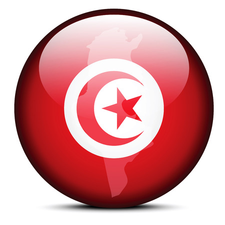 Vector Image -  Map on flag button of Tunisian Republicのイラスト素材