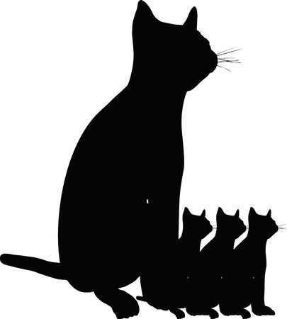 Vector Image - cat silhouette isolated on white backgroundのイラスト素材