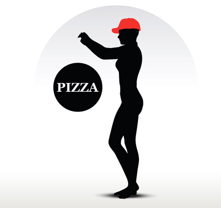 Vector Image - Pizza Delivery Person isolated on white backgroundのイラスト素材