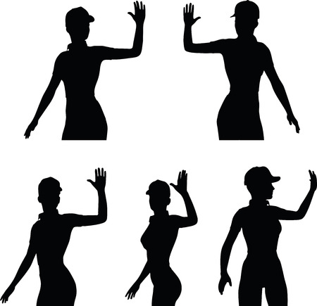 Hello! Or Bye! gestures isolated on white backgroundのイラスト素材