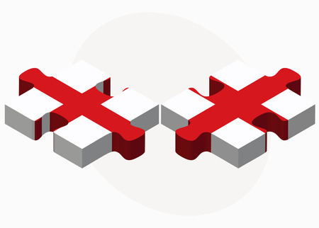 England and England Flags in puzzle isolated on white backgroundのイラスト素材