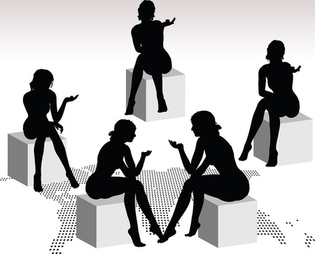 women silhouette with hand gesture of talkingのイラスト素材