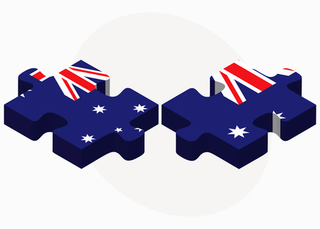 Australia and Australia Flags in puzzle isolated on white backgroundのイラスト素材