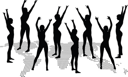 women silhouette with hand gesture of dancingのイラスト素材