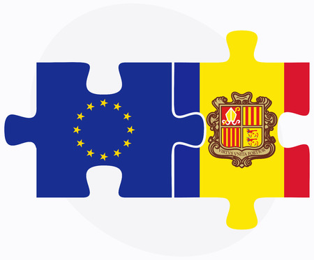 Vector Image - European Union and Andorra Flags in puzzle  isolated on white backgroundのイラスト素材