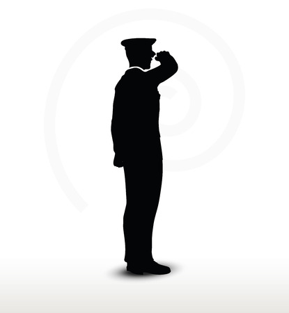Vector Image - army general silhouette with hand gesture salutingのイラスト素材